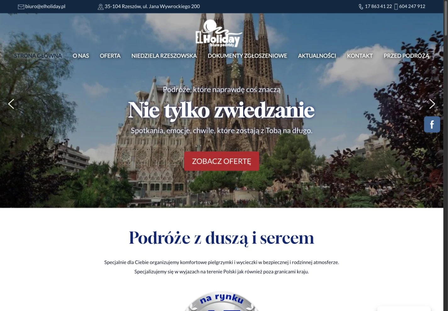 Autentyczny widok strony internetowej El&nbsp;Holiday na komputerze