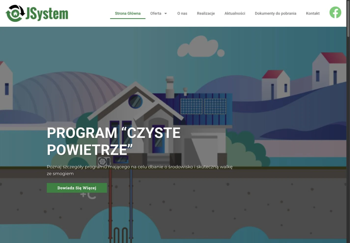 Autentyczny widok strony internetowej JSystem na komputerze