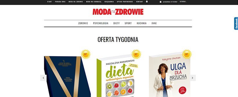 Archiwalny ekran księgarni internetowej Moda na Zdrowie