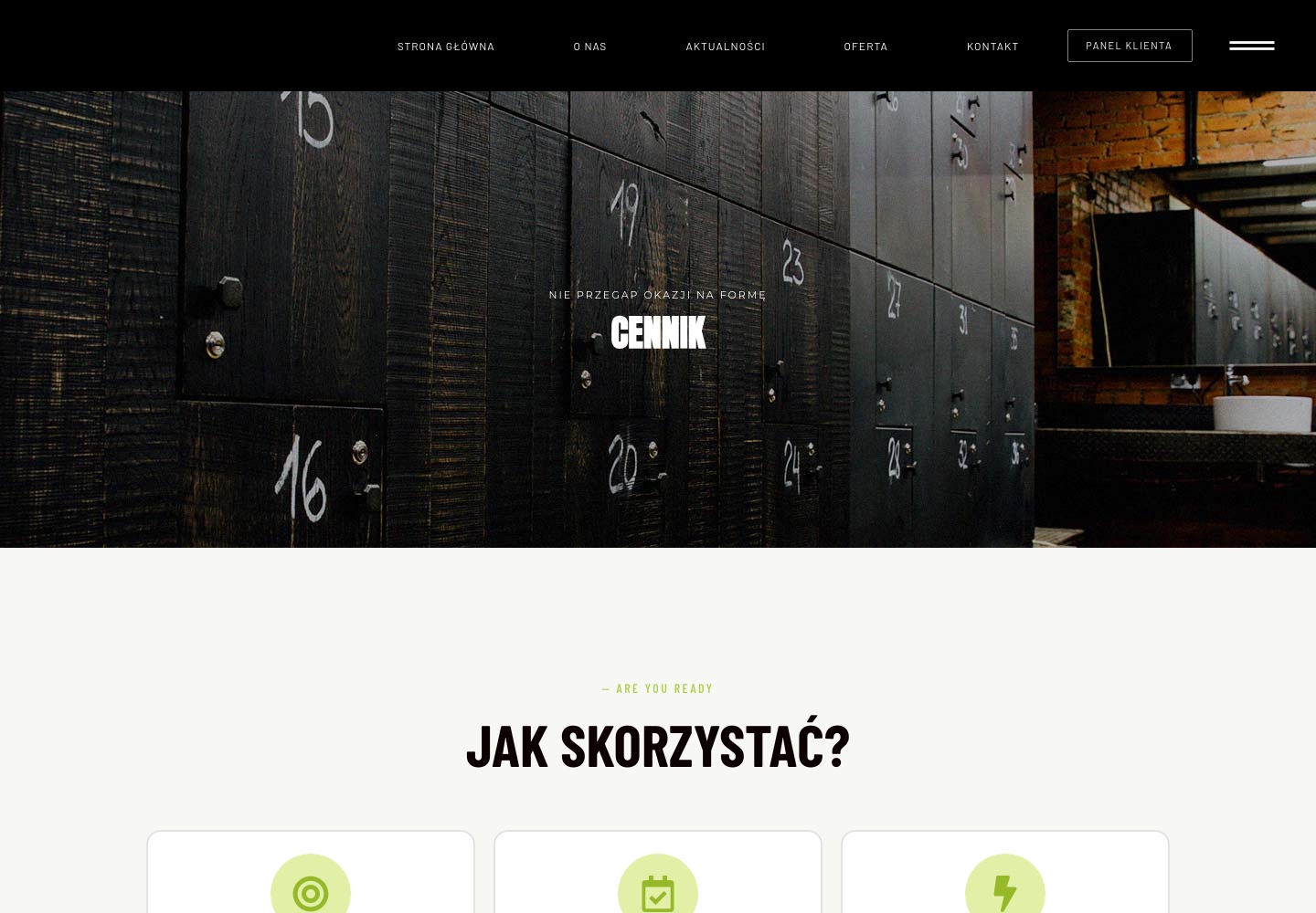 Podstrona cennika Are You Ready — zrzut ekranu realizacji