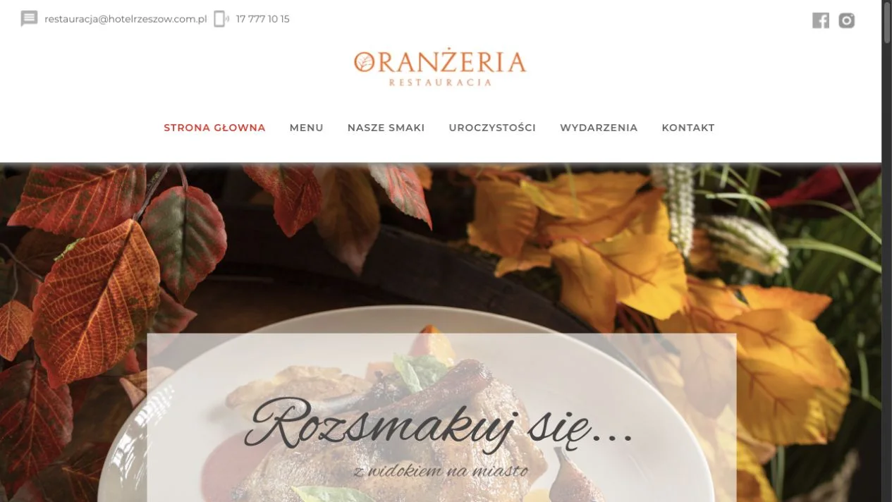 Rzeczywisty widok strony Restauracja Oranżeria