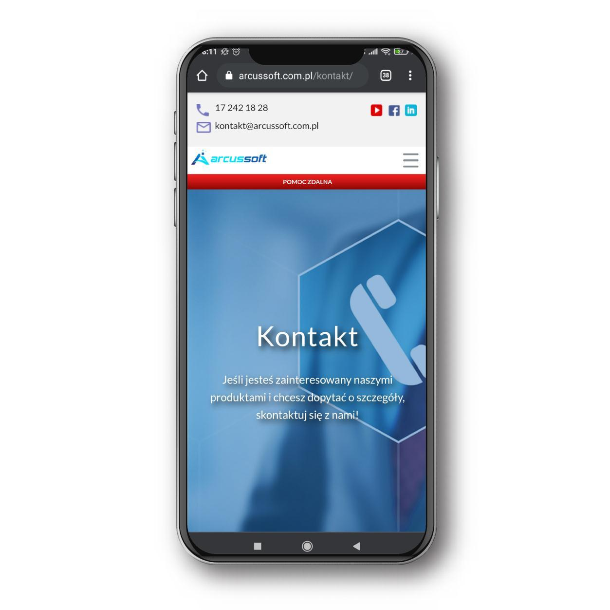 Arcus Soft: Kontakt — oryginalny widok mobilny