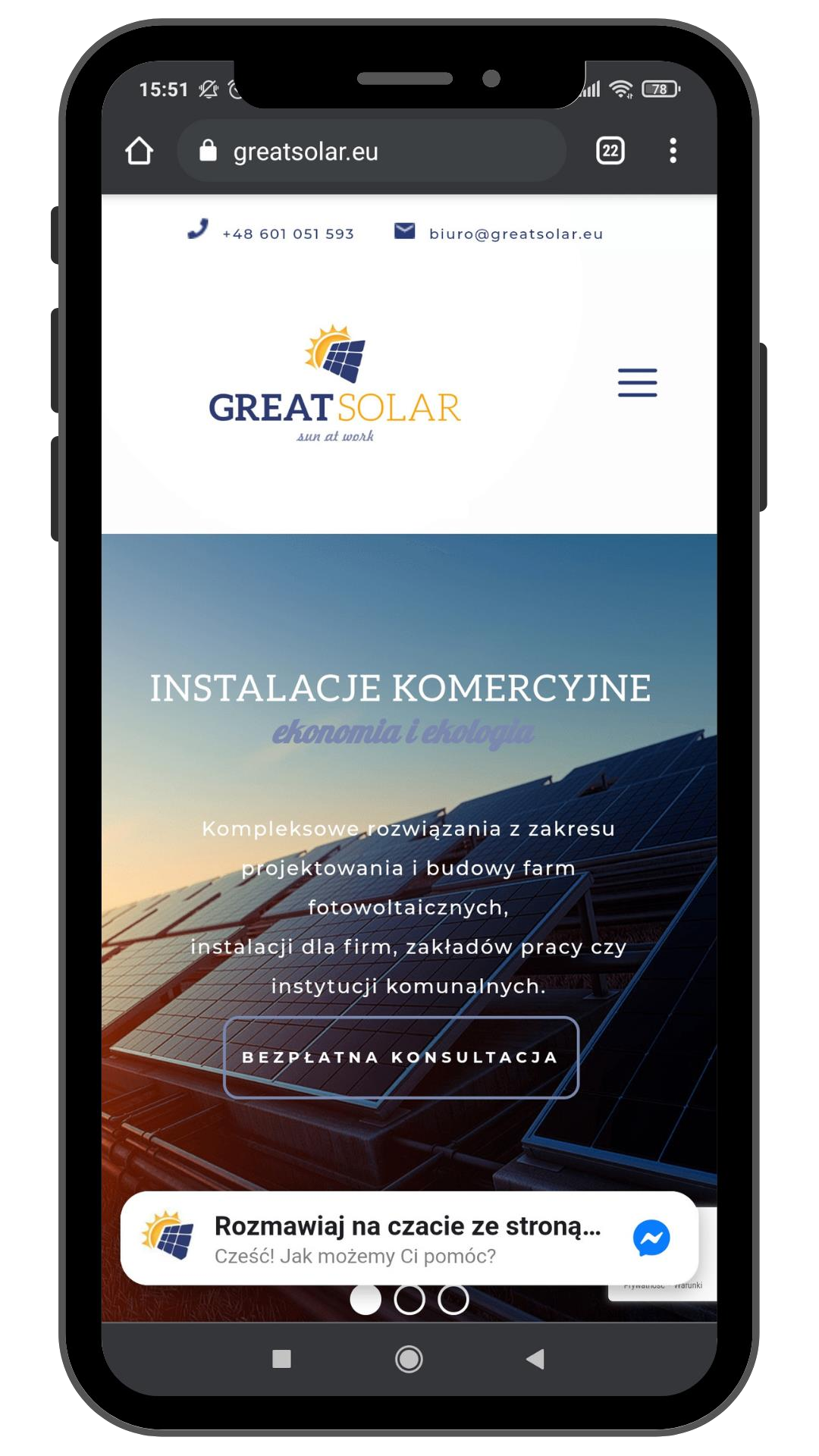 Great Solar: Oryginalny widok mobilny