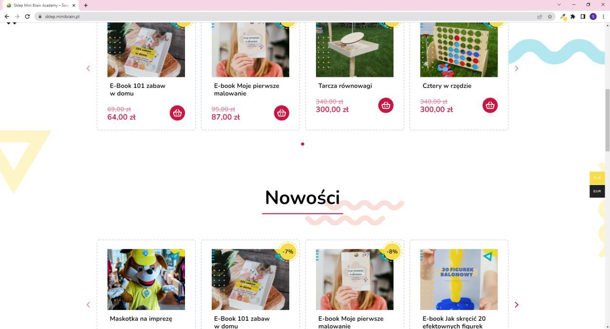 Mini Brain Academy: Nowości — sekcja strony głównej