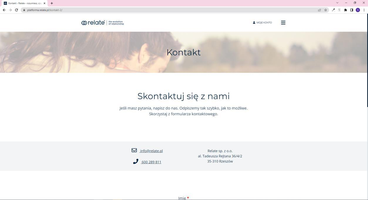 Relate: Platforma — podstrona kontaktowa