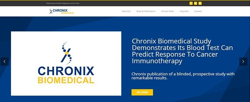 Chronix Biomedical — Oryginalny archiwalny ekran serwisu