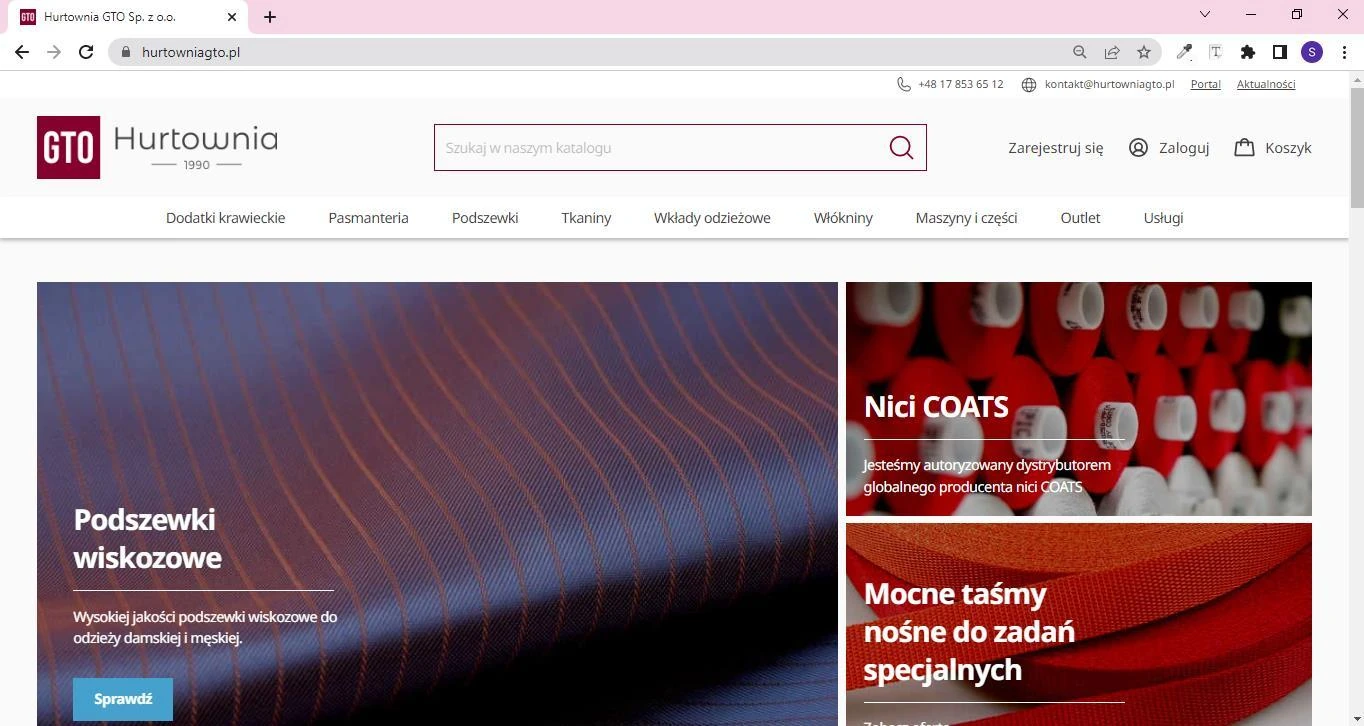 Hurtownia GTO — archived home page from the 2022 store implementation