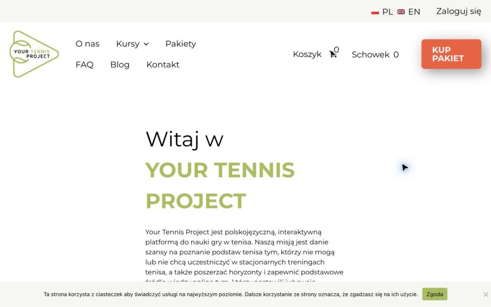 Your Tennis Project — Fragment serwisu — październik 2026