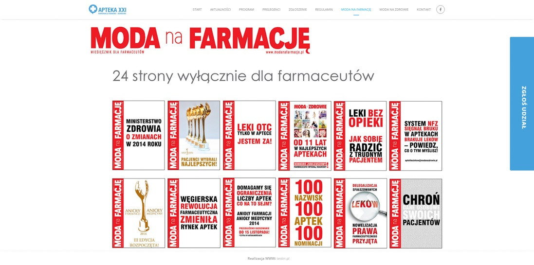 Moda na Farmację / Strefa Farmaceuty — Logotype context in the archived Moda na Farmację website, dated 2017.