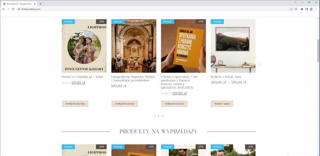 Thisday: Oferta produktów — sekcja strony głównej